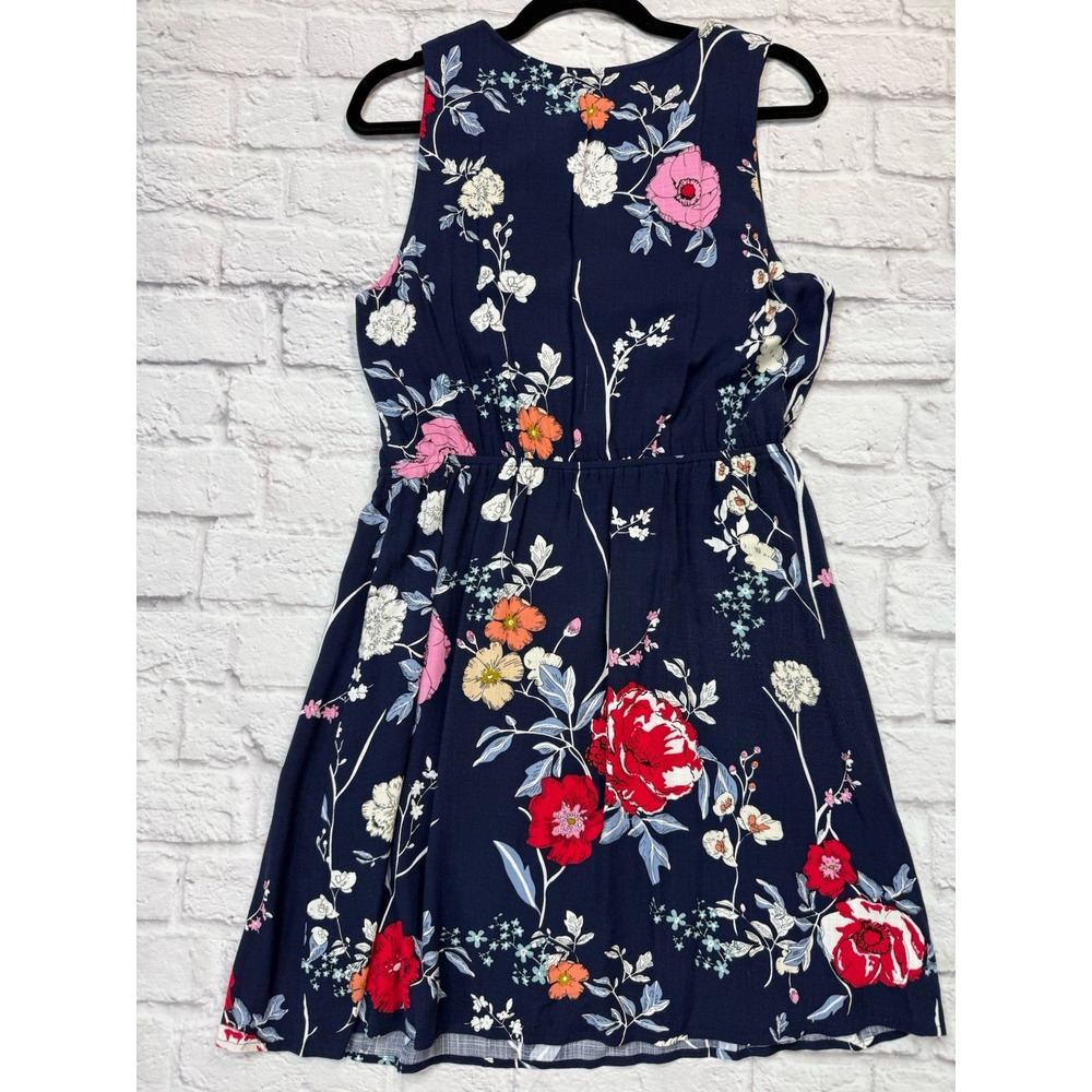 Market & Spruce Bogota Navy Blue Floral Crochet Trim Dress Size Large - Picture 4 of 5